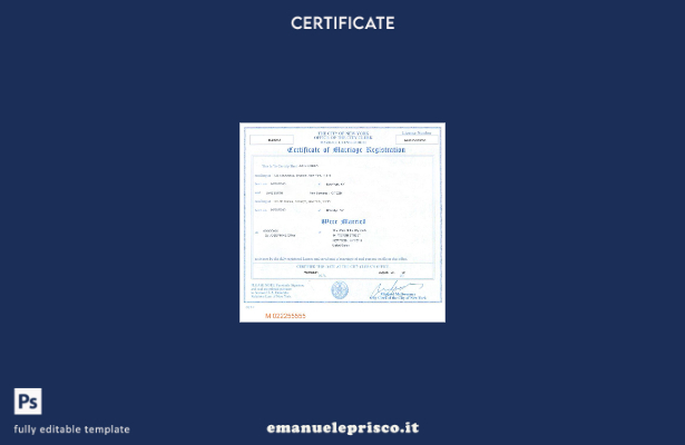 modello di certificato di matrimonio dello stato di New York USA in stile verifi